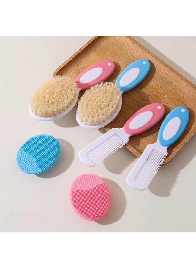 CHICCO Baby Hair Brush and Comb Set for Newborns & Toddlers | Natural Soft Goat Bristles | Ideal for Cradle Cap | Perfect Baby Registry Gift (BLUE) - Image 4